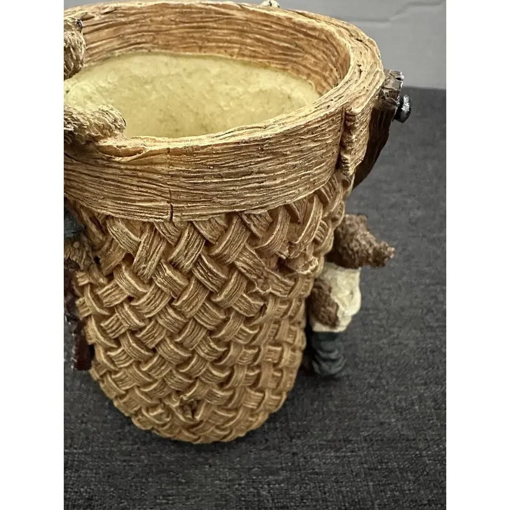 Boyds Bears Scribble Doodle Jot Pencil Holder Basket Resin 4110 2001 Desk Decor